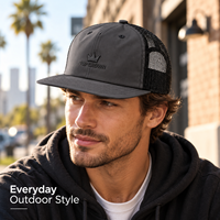 Casquette Trucker Légère à Cinq Panneaux en Maille Structurée avec Logo Brodé et Fermeture Arrière Ajustable – Vente en Gros Usine OEM ODM