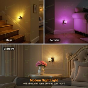 Lampes de <span class=keywords><strong>nuit</strong></span> LOHAS Ball, changement de couleur RVB, à brancher sur le mur, boule de cristal 180 °   Lampes de <span class=keywords><strong>nuit</strong></span> murales rotatives pour chambre à coucher et couloir - Product Image 6
