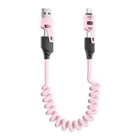 Câble de charge à ressort 4 en 1 65W 3A USB Type C Chargeur rapide Fil de données