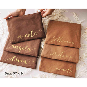 Sac de maquillage personnel portable sac cosmétique en toile personnalisé cadeau de Noël pour sa femme soeur ou tante avec fermeture à glissière - Product Image 2