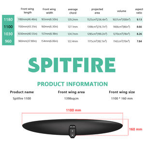 Spitfire 1100 aile avant en carbone, mât, wing Efoil, planche de surf électronique, sports nautiques, surf, kitesurf, foil, hydrofoil - Product Image 2
