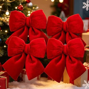 Home Wreath Decor Burgundy Christmas <b>Bows</b> <b>Large</b> Red Velvet Christmas <b>Bows</b> Decor Red Velvet Ribbon <b>Bow</b> for Christmas - Product Image 4