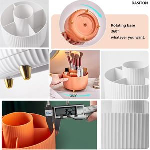 360 Rotating <b>Makeup</b> Brush Holder Cosmetic Brushes Organizer with 5 Slots for for Cosmetics Bathroom - Product Image 3