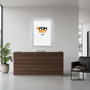 Tessuto pubblicitario a parete rettangolare Lightbox retroilluminato a LED in argento A4 con telaio in alluminio per installazione sospesa in interni - Product Image 3