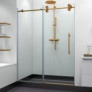 Desain Baru Harga Pabrik Disesuaikan Grosir Kamar Hotel Tanpa Bingkai Kaca Tempered Geser Pintu Shower, Pintu Kamar Mandi