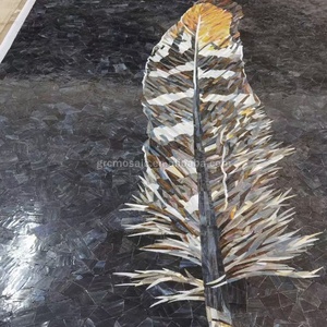 Medallón de corte a mano de vidrio de fusión en caliente de lujo, arte oscuro, estampado de cebra, mosaico negro, Mural, suelo, círculos concéntricos, rompecabezas de mosaico - Product Image 5
