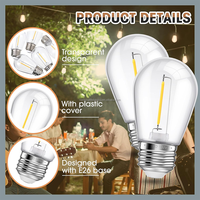 10m 15m 48ft extérieur économie d'énergie Globe guirlandes lumineuses S14 clair LED ampoules Festoon Patio forte guirlandes lumineuses