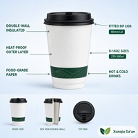 Gobelet à café jetable imperméable de 8 oz, double paroi, en papier kraft épaissi, pour boissons chaudes, fabriqué en Chine, isolant thermique et anti-brûlure