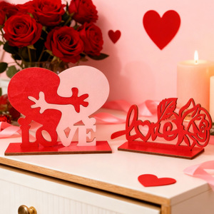 Đồ trang trí bằng gỗ Ngày Valentine hình trái tim bằng gỗ mảng bám trang trí máy tính để bàn trang trí dấu hiệu Ngày Valentine tiệc & trang trí đám cưới - Product Image 3