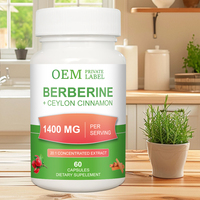 Capsules de berbérine + cannelle de Ceylan, extrait concentré 20:1, soutien métabolique, favorise l'équilibre nutritionnel, complément alimentaire pour adultes, 60 gélules