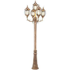 Lampadaire de jardin extérieur en fer avec abat-jour en verre LED, lumière blanc chaud 2700K, IP66, ampoule A19 non amovible, alimentation solaire AC 220V avec détecteur de mouvement - Product Image 3