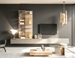 Meubles <span class=keywords><strong>TV</strong></span> contemporains : <span class=keywords><strong>Meuble</strong></span> <span class=keywords><strong>TV</strong></span> mural moderne en bois 2026 pour salon, fabriqué en Chine, par un entrepreneur en aménagement intérieur - Product Image 2