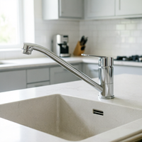 Robinet de cuisine moderne en alliage de zinc chromé, à installer sur le plan, eau chaude et froide, avec cartouche céramique, idéal pour hôtels et appartements
