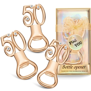 Abridor de Botellas Dorado con Pedrería para <span class=keywords><strong>50</strong></span> Aniversario de Bodas, <span class=keywords><strong>Regalo</strong></span> Perfecto para Invitados, Decoración de Fiestas, Graduaciones y Pascua - Product Image 2