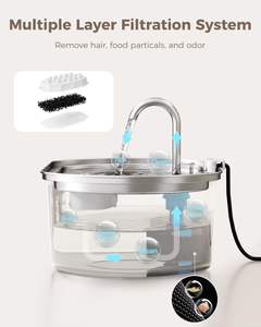 Ultra sessiz 3.2L Pet su çeşmesi çift su akış çoklu katman filtrasyon sistemi otomatik seviye evcil hayvan kaseleri besleyiciler - Product Image 4
