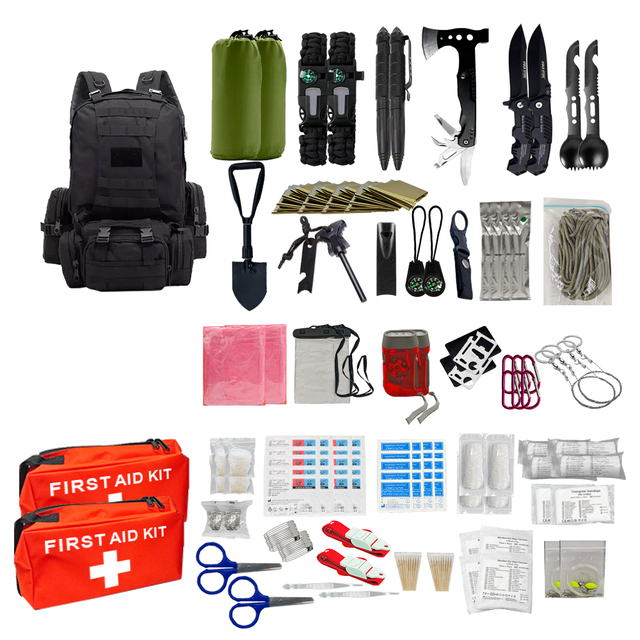 Outdoor Waterproof Multi-Functional Tactical Backpack Essential Survival Equipment for Hiking Camping First-Aid Devices Included
