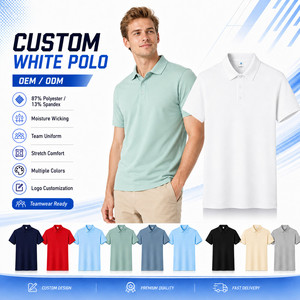 ผ้ายีนส์สีขาวแบบกำหนดเองสำหรับเสื้อเชิ้ตผู้ชายแขนสั้น 87% โพลีเอสเตอร์ 13% สแปนเด็กซ์ ระบายความชื้น ยืดหยุ่น สวมใส่สบาย ชุดยูนิฟอร์มทีม OEM - Product Image 1