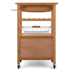 Modern Mobile Wheel Bamboo Storage Cabinet with <strong>Spice</strong> Storage Standing Type Kitchen Trolley <strong>Cart</strong> with Baskets - Product Image 2
