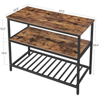 Industrielles Design Kücheninsel Tisch Metall Holz Mikrowellenherd Regal Stehküchen-Aufbewahrungsregal Halterungen