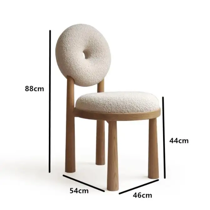 Modern basit krem rüzgar kaya tahta ahşap sandalye rüzgar terrazzo yuvarlak masa ve sandalye kombinasyonu