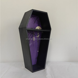 Gothique Hexagone En Bois Poli Cercueil Étagère Affichage Cosmétique/Bijoux Spooky Cadeau Autoportant Halloween Chambre Décoration - Product Image 3