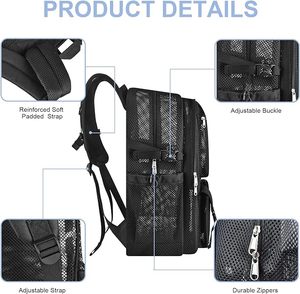 Sac à dos en maille grande capacité avec plusieurs compartiments pour hommes et femmes, idéal pour les voyages d'affaires, les trajets quotidiens, l'école - Product Image 4