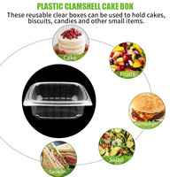 Conteneur empilable jetable transparent à clapet avec couvercle à fermeture à pression pour l'emballage de pâtisseries, gâteaux, fruits et salades