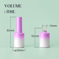 Botol Kaca Kosong 8ml untuk Cat Kuku UV, Bentuk Silinder Warna Gradasi Mini Custom dengan Kuas