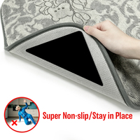 4 pièces de fixations triangulaires en PU pour tapis, épaisseur 1 mm, antidérapantes et anti-bouclage, autocollants d'angle pour tapis, lavables sans résidu, personnalisation acceptée