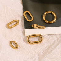 Vente en gros de fermoirs ovales élastiques en acier inoxydable plaqué or pour la fabrication de bijoux, bracelets et colliers