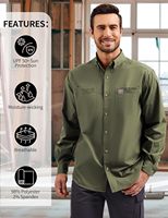 Chemise de travail à manches longues en soie pour homme Kecols, coupe classique, avec poches poitrine, protection UPF et éléments réfléchissants pour la sécurité