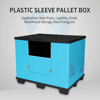Caisse palette en plastique robuste grande capacité, pliable, avec manchon, pour le transport et le stockage de marchandises et d'équipements