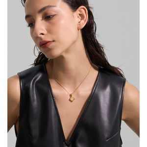 JINYOU 1505 clásico de cuarzo blanco redondo Piedra Natural colgante collar impermeable de acero inoxidable collar de cadena fina - Product Image 3