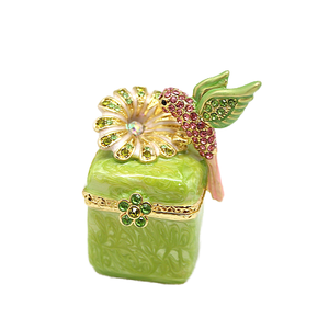 "Caja de la baratija del Colibrí del esmalte del favor de la boda | Rectángulo | Pequeño | Artesanía de metal | Regalo de cumpleaños" - Product Image 1