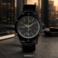 Herren Multifunktions-Quarzuhr Edelstahlgehäuse mit Echtlederarmband Business Casual Herren-Armbanduhr Individuelles Logo