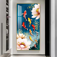 Luxe Koi poisson toile mur Art carpe Lotus imprimé affiche cristal porcelaine peinture métal pour chambre hôtel salon décor à la maison