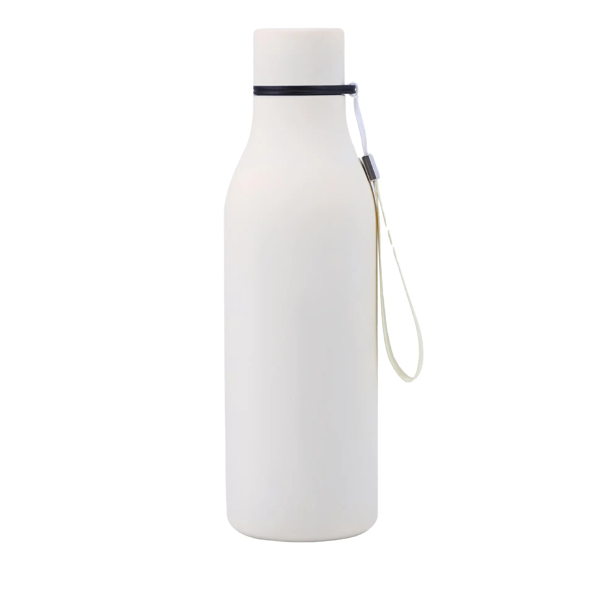 Frasco de agua al vacío en forma de cola personalizado al por mayor de fábrica de 550 ml de doble pared tazas de botella de acero inoxidable con cuerda