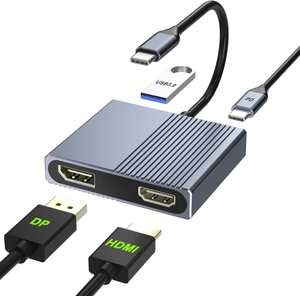 Hub USB-C 3-en-1 de qualité supérieure vers 4K 2.1 HDTV avec chargement USB 3.0 PD 100W en alliage d'aluminium <span class=keywords><strong>pour</strong></span> <span class=keywords><strong>MacBook</strong></span> <span class=keywords><strong>Pro</strong></span>, consoles de <span class=keywords><strong>jeu</strong></span> et autres appareils - Product Image 1
