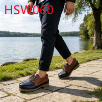 HY, Alltagstaugliche Mokassins mit Dicker Gummisohle, Hua Singh Bootsschuhe in Schwarz/Braun/Blau, Loafer mit Gewachster Schnürung HSW060