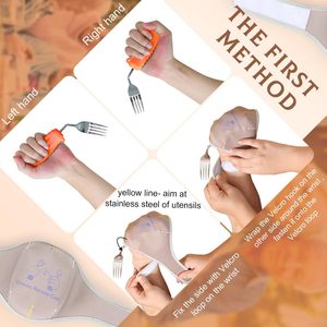 El soporte elástico universal para cubiertos con correa diseñado para personas con fuerza de agarre débil mejora el tiempo de comedor y actividad - Product Image 2