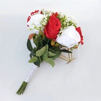 Künstlicher Blumenstrauß Rose Brautstrauß Handgebundener Strauß für Hochzeitsdekoration