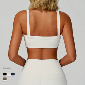 Soutien-gorge de sport pour femme HUACHEN, léger, à maintien élevé, à séchage rapide, respirant, à côtes sur les épaules, pour le yoga, le pilates, la course à pied - Product Image 2