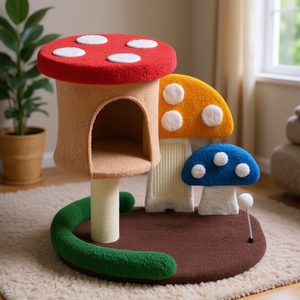 4 In 1 <b>Cat</b> <b>Tree</b> With Condo And Platform Sisal Scratcher For <b>Cats</b> Indoor Polka Dot Style 2 Levels Eco Friendly <b>Small</b> Size - Product Image 2