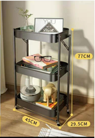 Chariot de rangement domestique pliable à 3 niveaux et 4 roues, personnalisable, pour salon, chariot à outils roulant, support OEM/OBM