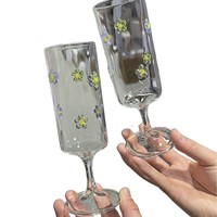 Tasse à lait originale faite à la main avec motif floral en relief coloré, design moderne à double paroi, verre résistant à la chaleur, compatible lave-vaisselle et micro-ondes