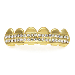 Duyizhao Hip Hop Diamant Croc Dents Grillz Hommes Glacé Véritable Plaqué Or hip-hop Grill Rappeur Bijoux de Mode All Hallow's Day - Product Image 5