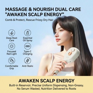 White <b>Scalp</b> <b>Massager</b> Hairbrush Vibration Head Massage Brush USB Rechargeable Lithium Battery Hair Care Spray Brush - Product Image 2
