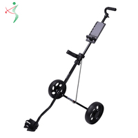 Chariot de golf pliable léger de 2,82 kg à 2 roues, chariot à pousser/tirer en acier noir de style caddy pour usage extérieur