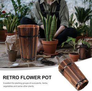 Pot de fleur en <span class=keywords><strong>bois</strong></span> seau de pluie flowerpotWhiskey baril Bonsai box Countrygarden plante succulente pot de fleurs Outdoorgarden pot de fleurs - Product Image 5
