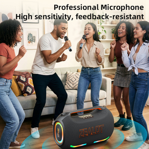 Zealot ZE41(2MIC) Altavoz <span class=keywords><strong>Karaoke</strong></span> de 250W con LED RGB de Alta Potencia, Resistente al Agua IPX-6, Audio de Tres Vías, USB/Aux, Batería Recargable, para Fiestas - Product Image 6